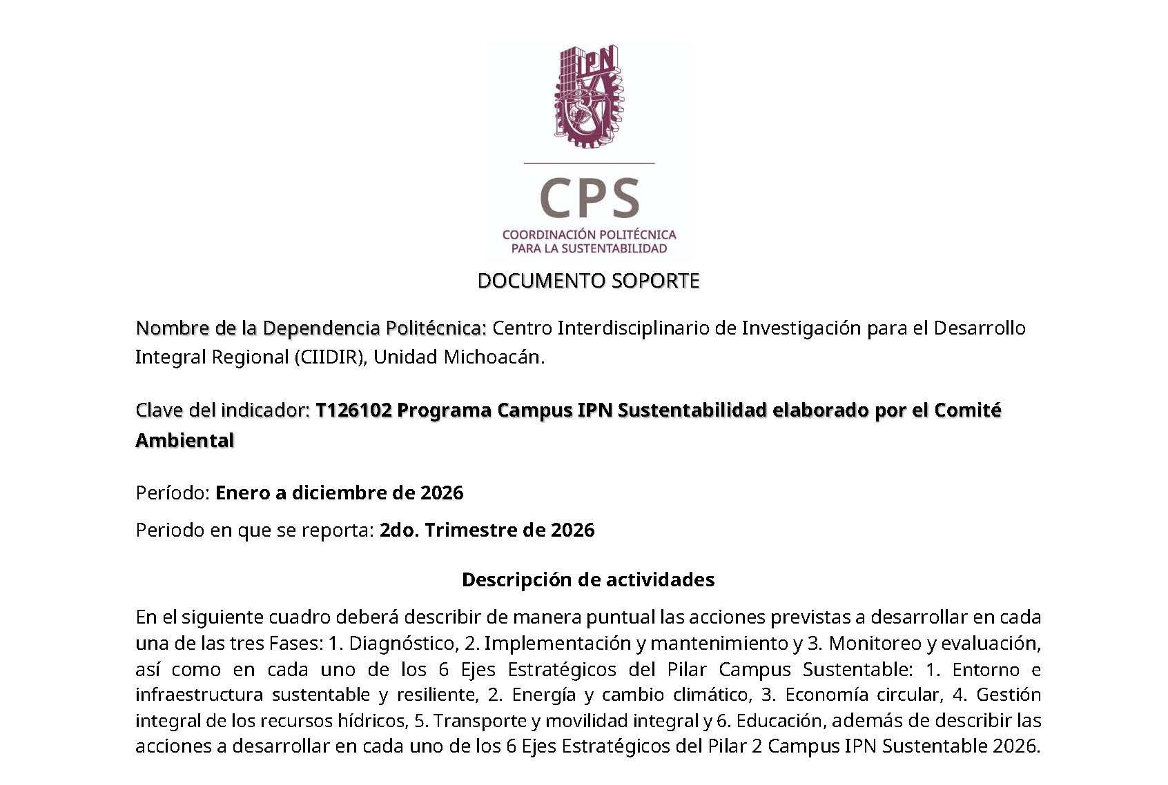 Programa Campus IPN Sustentabilidad del CIIDIR Michoacán 2026